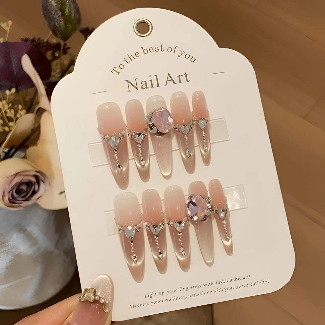 【仙女酵母】纯手工穿戴甲气质纯欲中长款穿戴式美甲