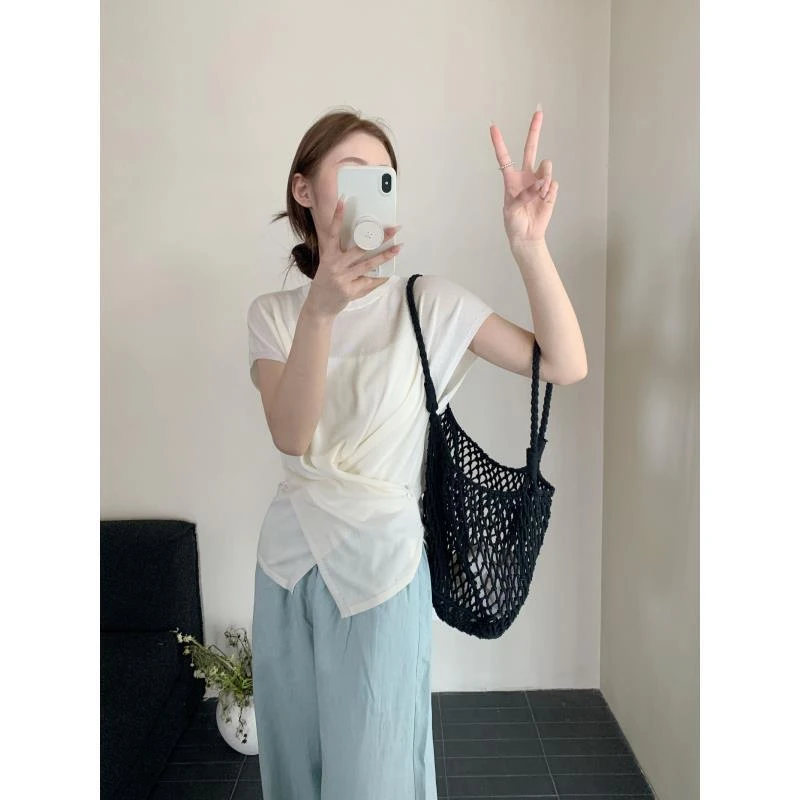 朵儿定制 【小蛮腰】莱赛尔设计款纽扣针织小衫IR93