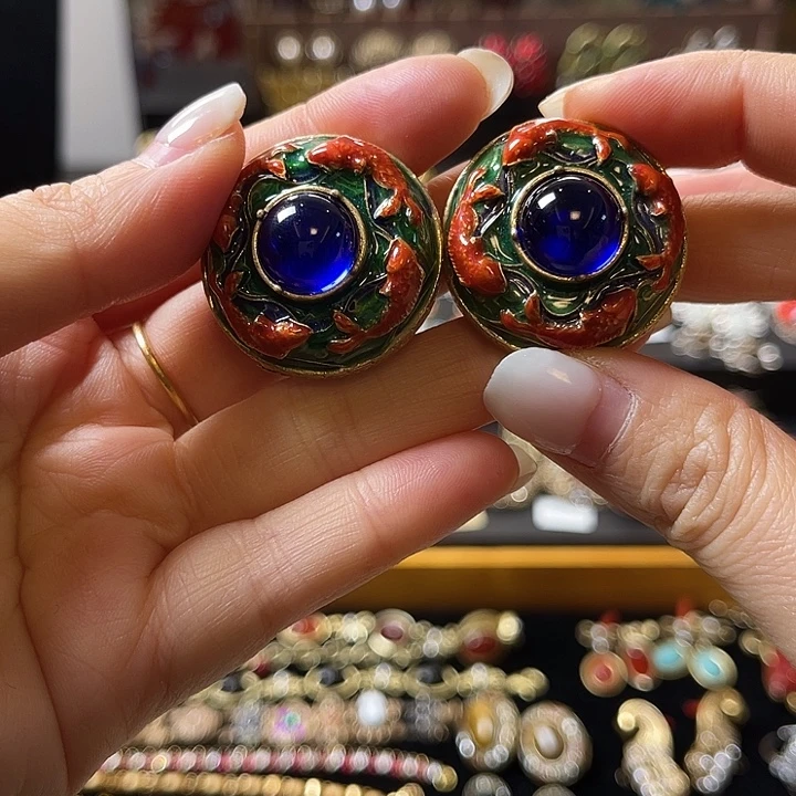 石英石纯铜好看的耳饰