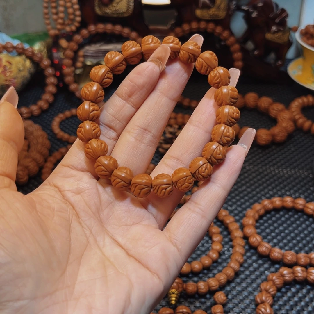 公***瑾桃核手串12野生红皮小飞龙单圈