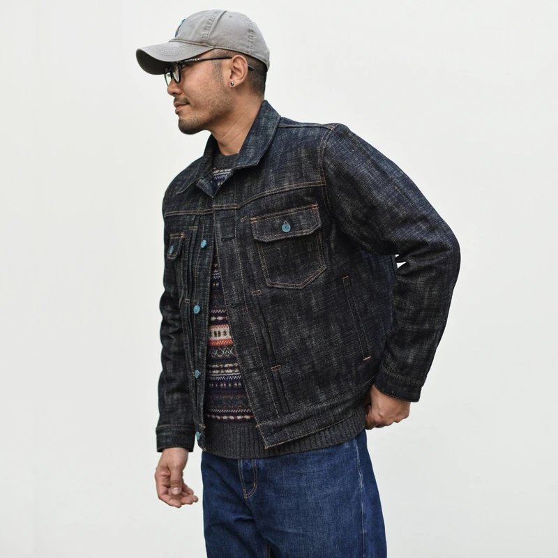 沾酱 20盎司重磅蛇年白素贞牛仔夹克 竹节纱双染赤耳丹宁阿美咔叽