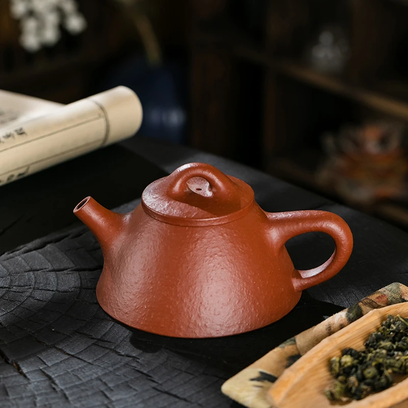 京峰阁宜兴正宗紫砂壶原矿粗砂朱泥霸王石瓢壶纯全手工泡茶壶茶具