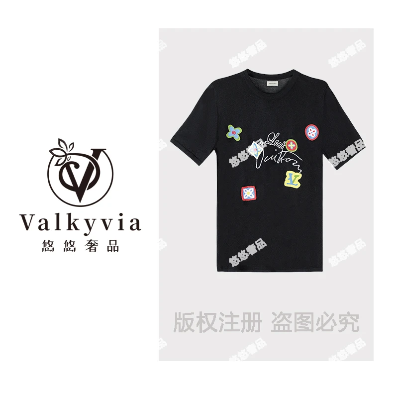 【Valkyvia/悠悠奢品】轻奢重工植绒花朵针织套头圆领夏季薄款凉
