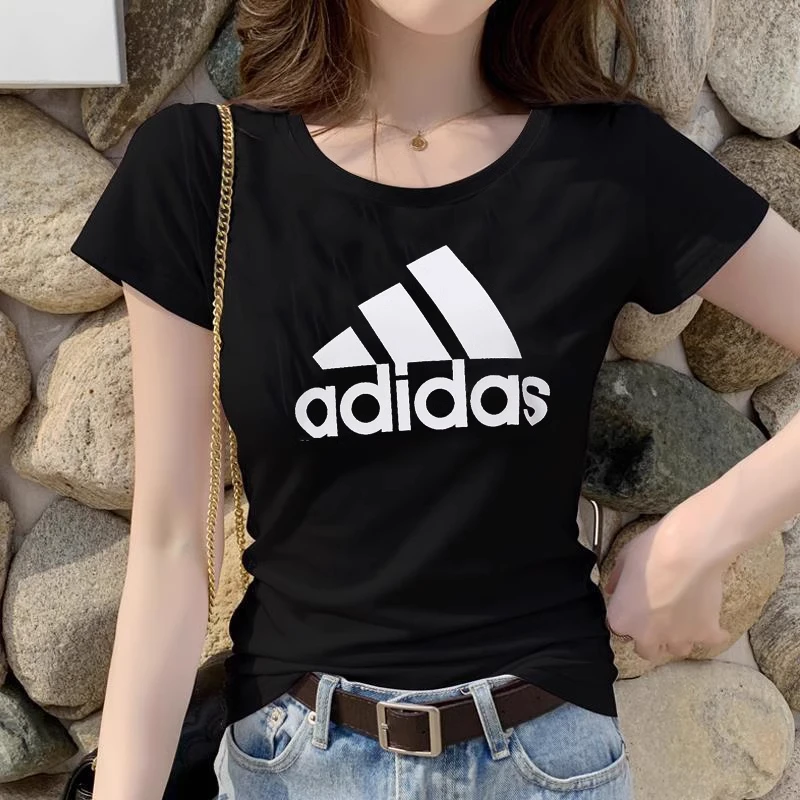 Adidas阿迪达斯短袖女夏季新款运动服黑色半袖上衣透气T恤 GL0722