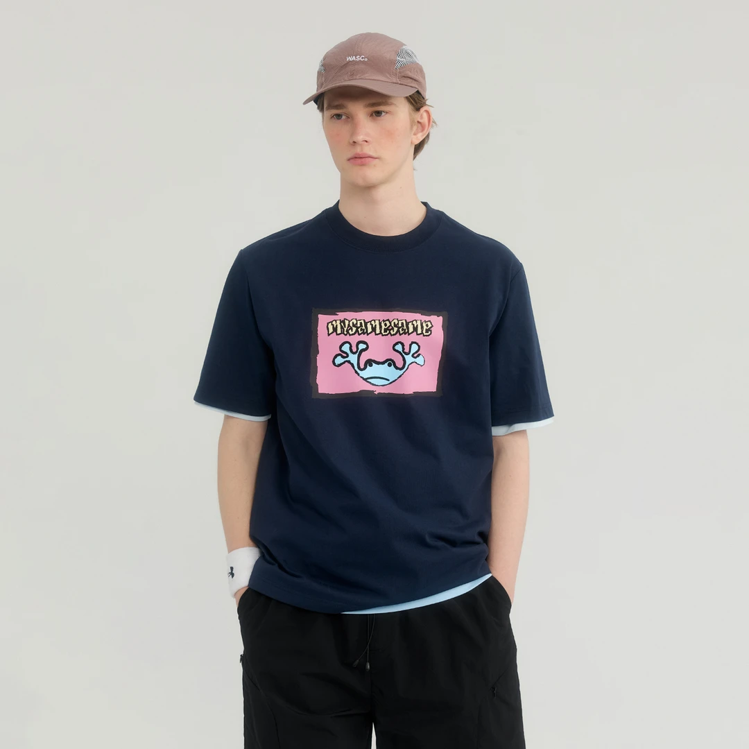 MYSAMESAME25SS后现代肖像画印花重工短袖男女情侣上衣潮牌T300