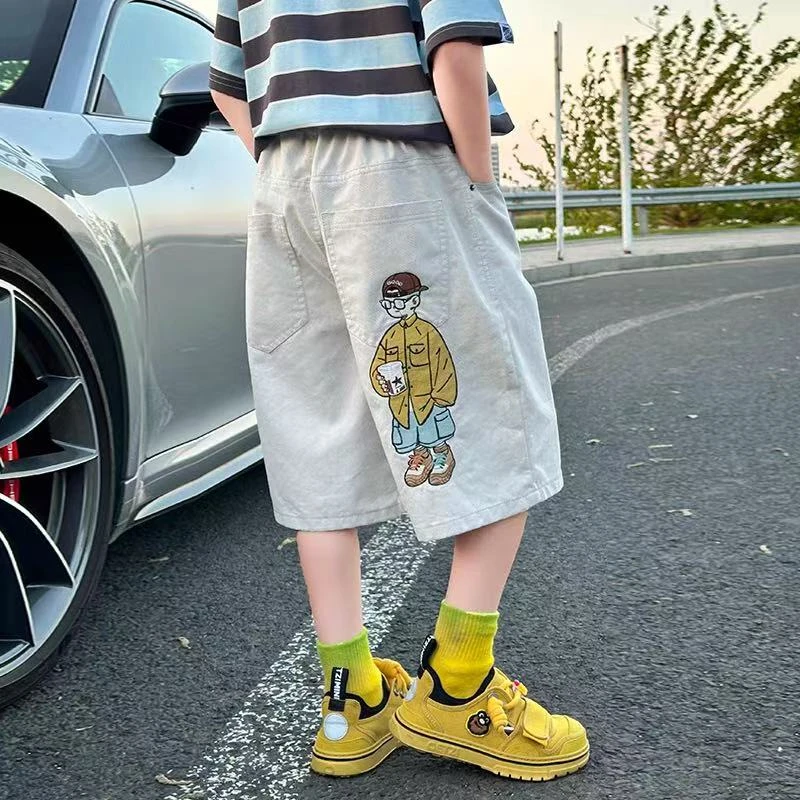 男童夏季短裤男孩2025新款耐磨中大童休闲裤帅气卡通人潮酷