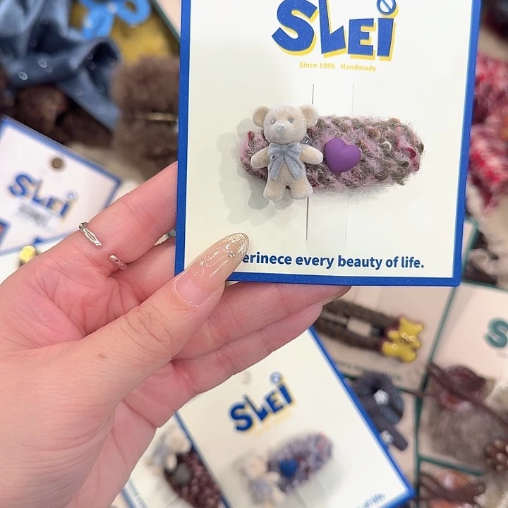 紫色爱心小熊鸭夹