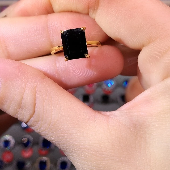 蓝宝石戒指银S925镶嵌