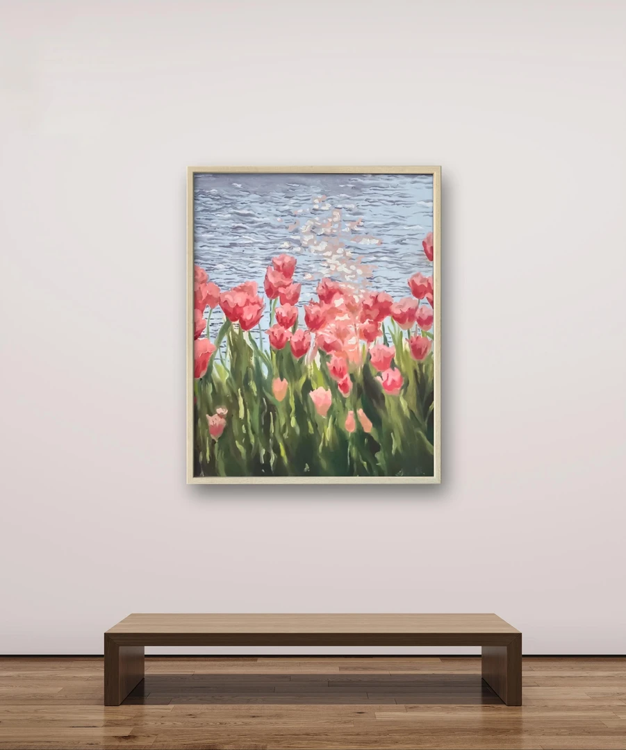 【郁金香】油画客厅沙发背景墙装饰画尺寸：50*60cm