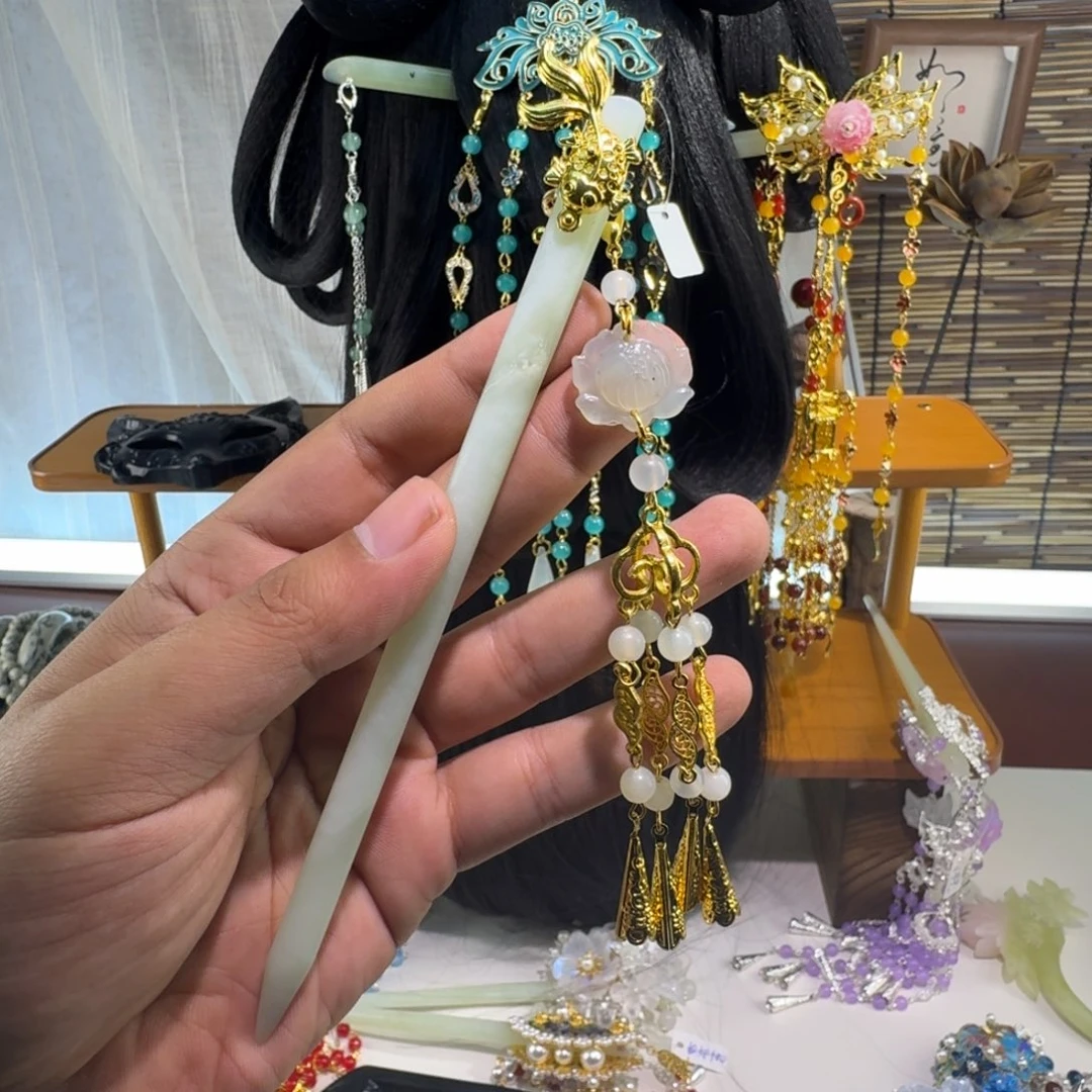 蛇纹石玉合金发饰