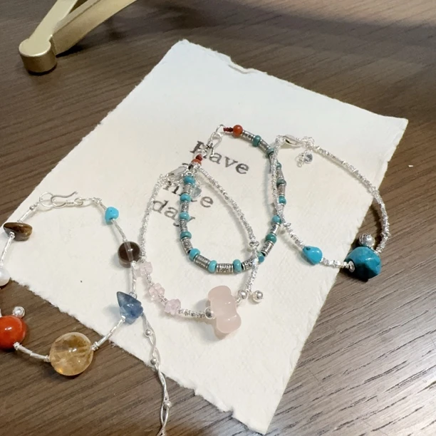 925银手链 子沫原创  碎银手链气质显白甜美彩色可爱时尚