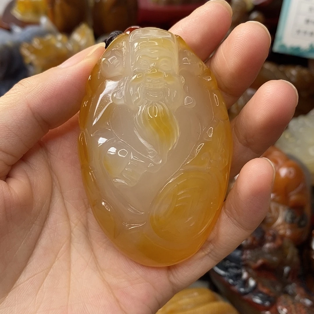 阿***罗未镶嵌手把件玛瑙/玉髓