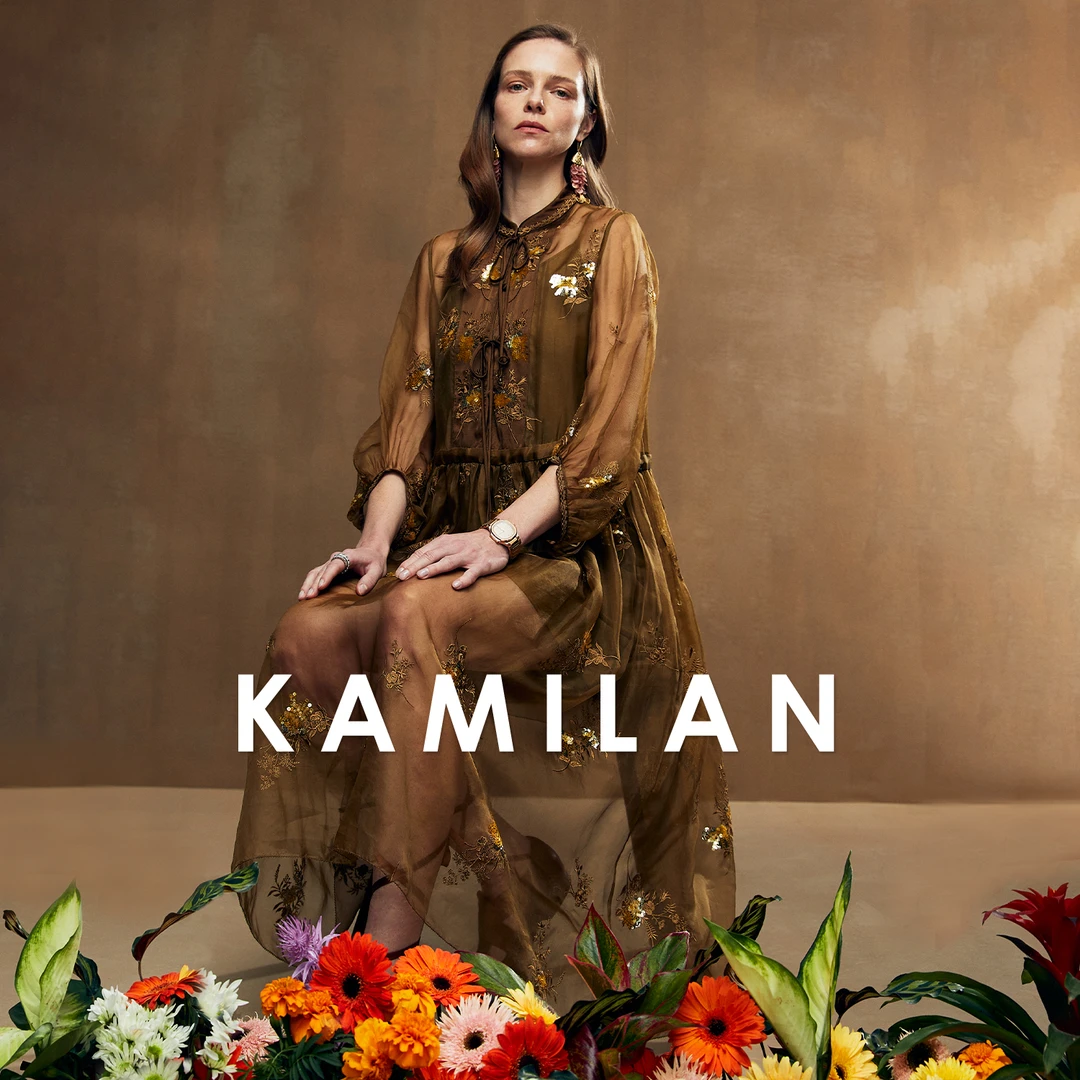 [100桑蚕丝刺绣]卡米兰新中式绣花真丝连衣裙女2024春新款中长裙