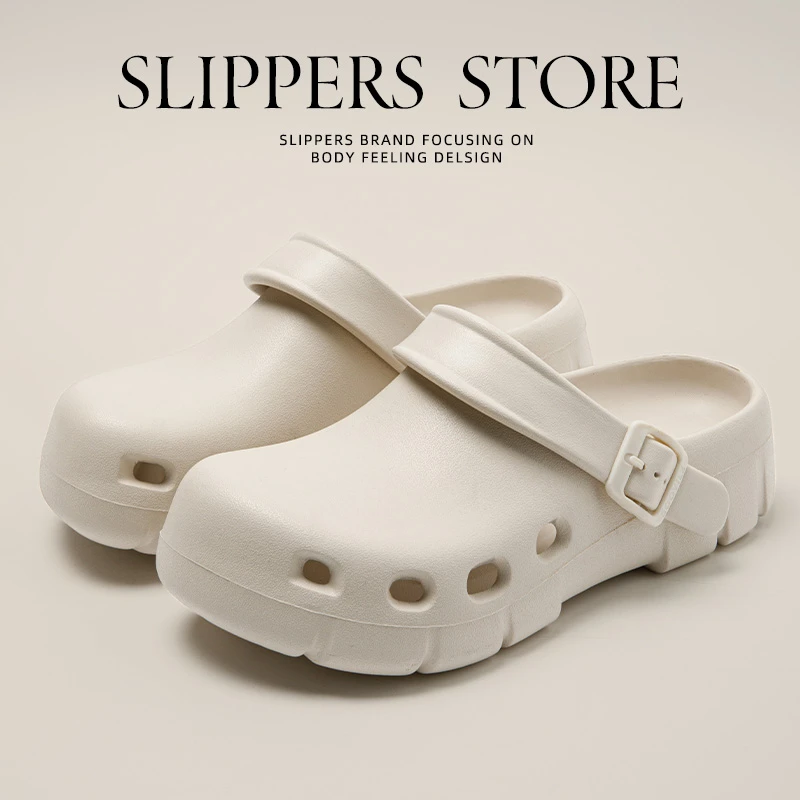 2025新款勃肯洞洞鞋夏季外穿居家厚底增高舒适时尚沙滩包头凉拖鞋
