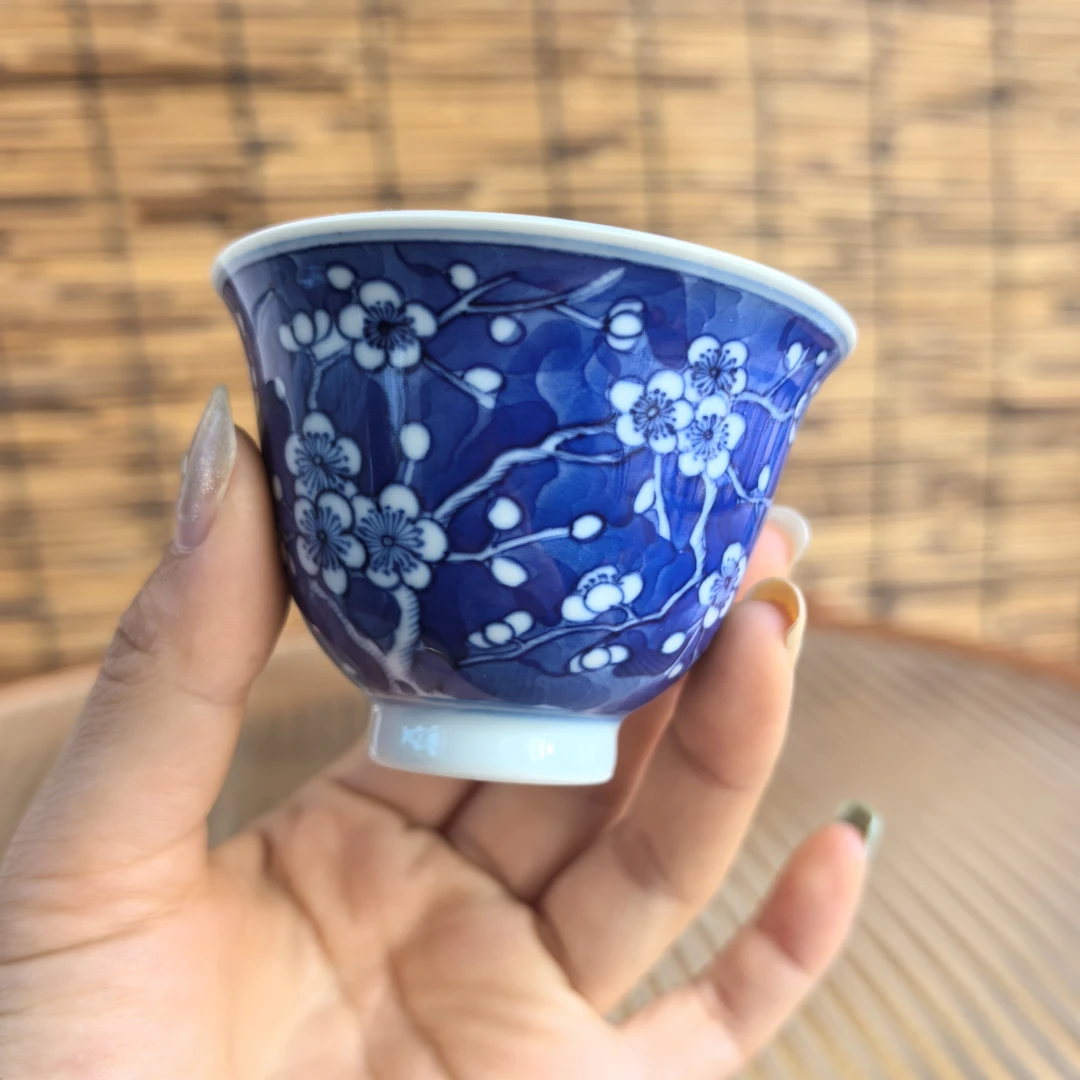 景德镇手工手绘冰梅品茗杯主人杯80ml