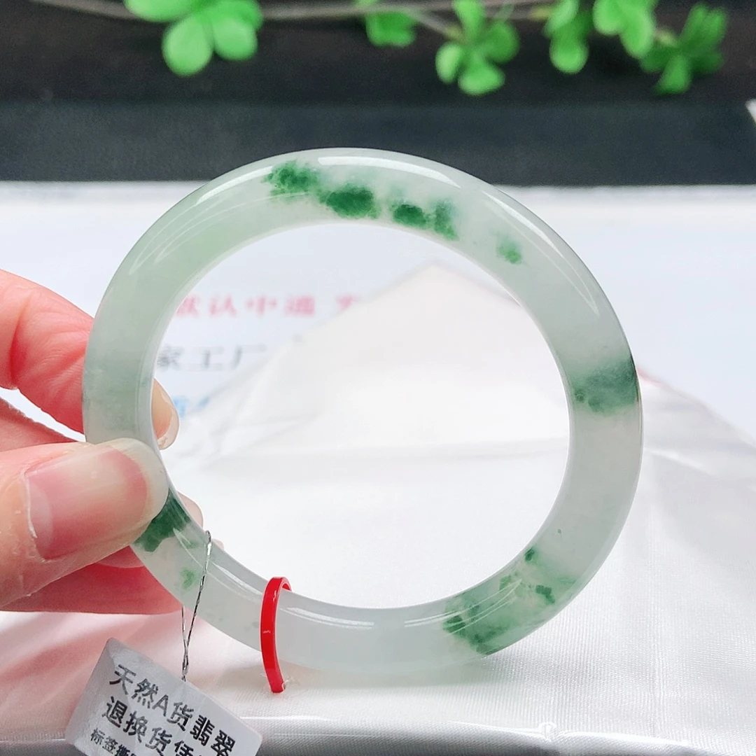 翡翠未镶嵌手镯52冰圆条