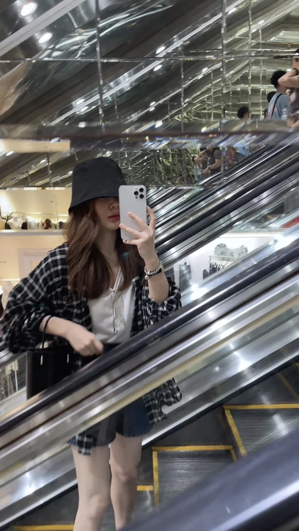 格纹软料长袖防晒衬衫 250516