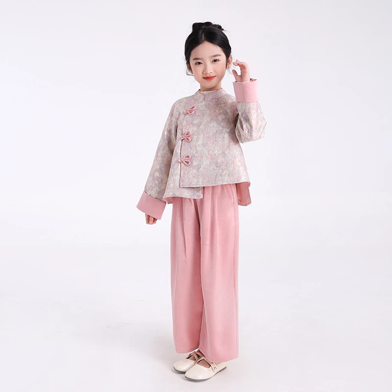 53741女童国风新中式汉服外套拜年服套装2025新款古风儿童礼服