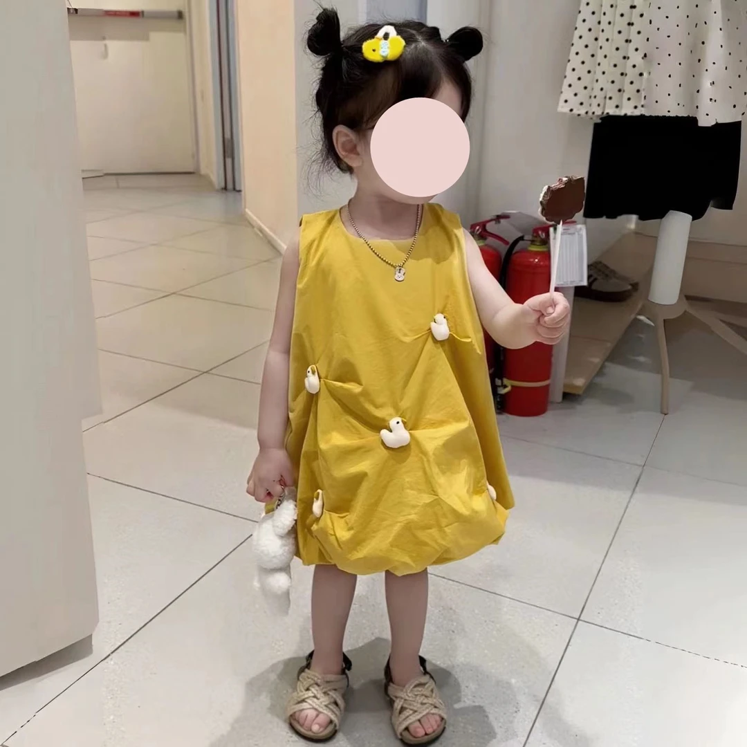 女童手缝塞棉立体玩偶花苞裙春夏季萌趣可爱清凉灵动连衣裙潮