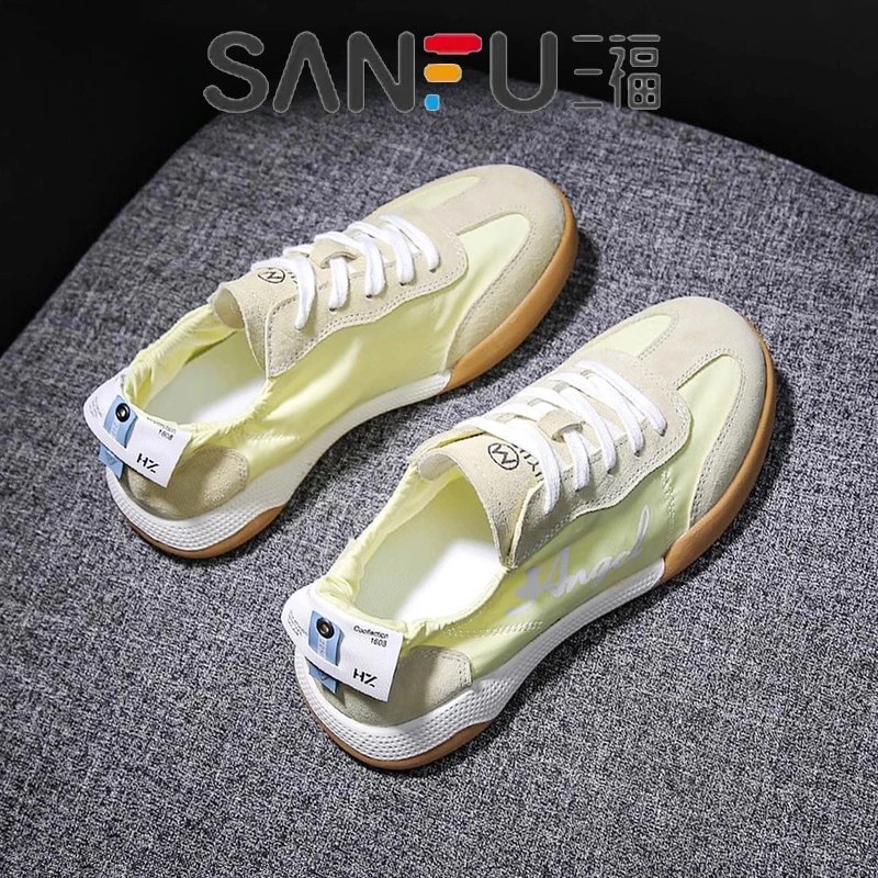 三福透气软底芭蕾德训阿甘鞋女2025年夏季新款百搭休闲薄款小白鞋