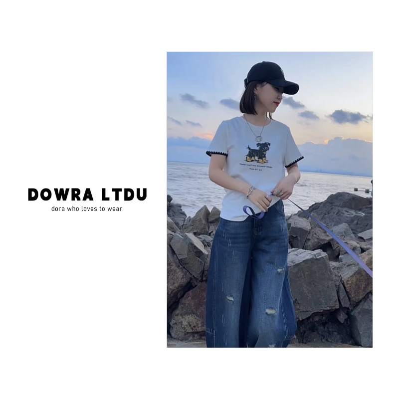 朵拉【童趣小狗】2025年秋季新款圆领小狗百搭短袖T恤016-70073