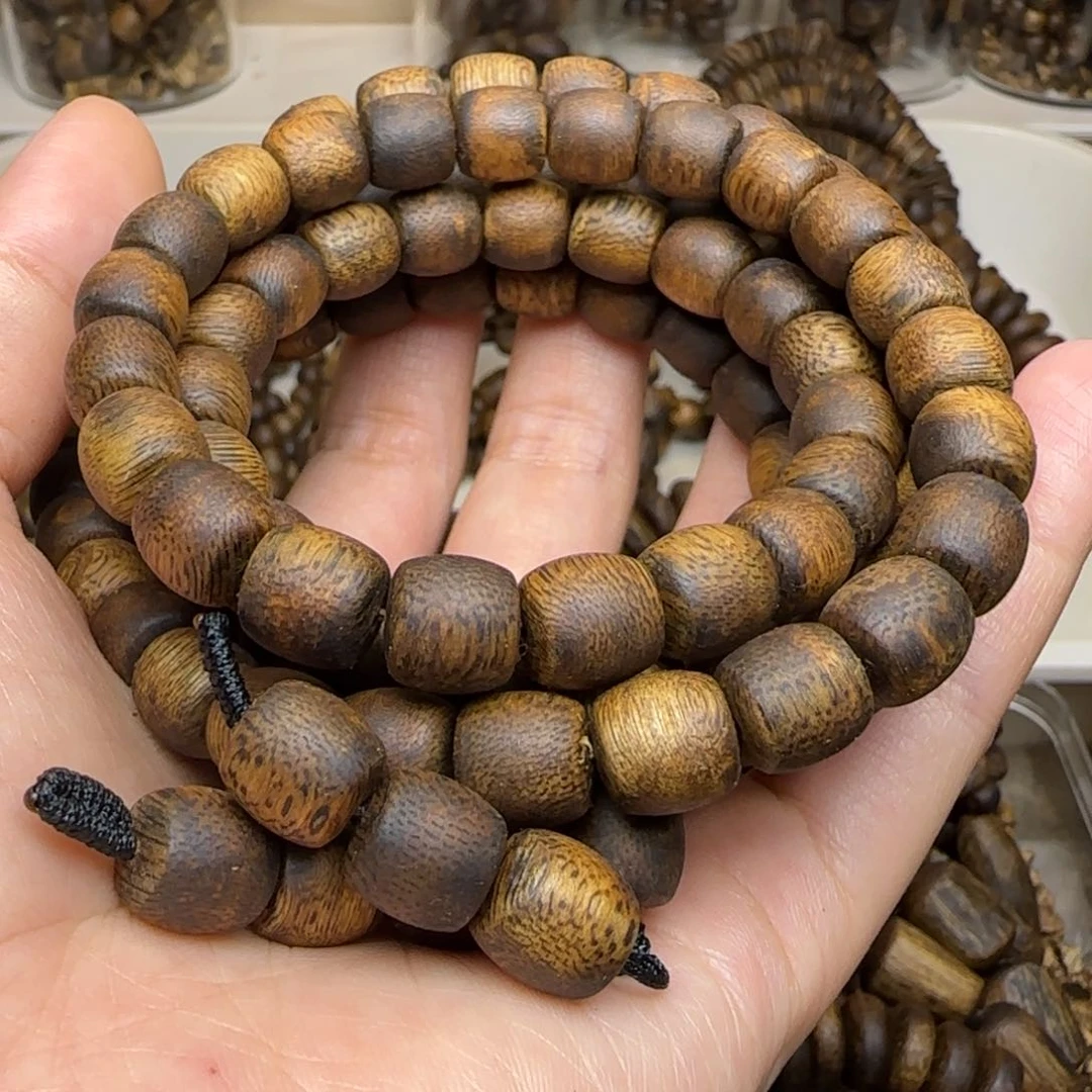 手串沉香用****6多圈鼓珠老料43.9克老料陆河绿奇