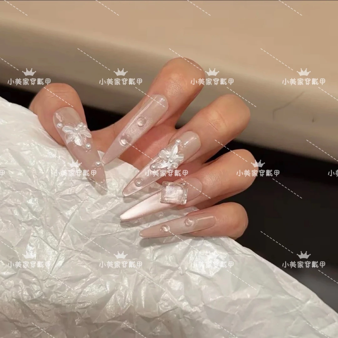 温柔法式小众纯手工猫眼冰花琉璃雕花细闪冰琉璃高级轻奢