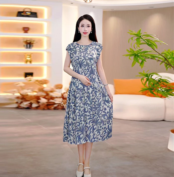 【SJYH2590】2025年夏季新款时尚无袖气质减龄收腰显瘦亲肤连衣裙女