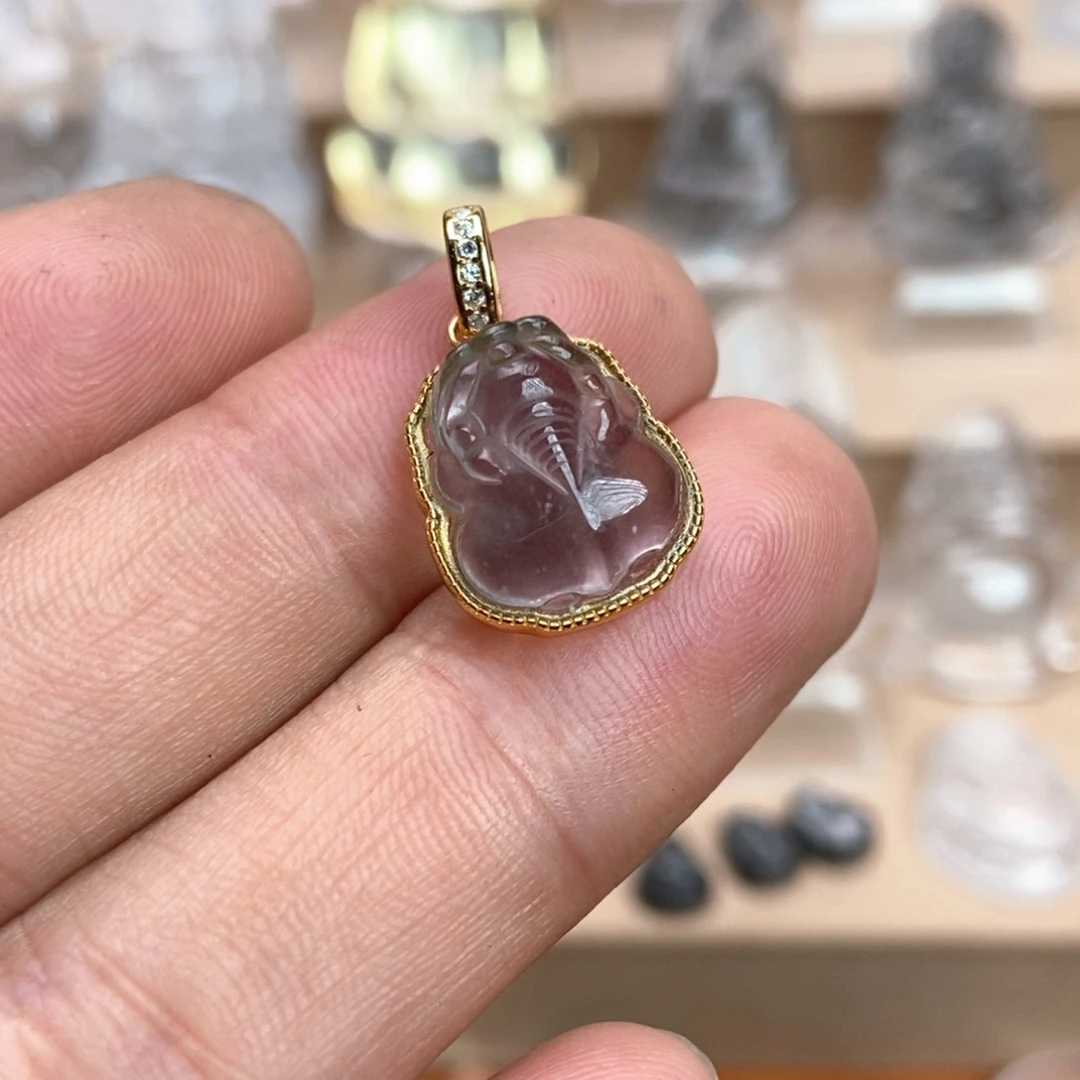 石英质玉吊坠银S925镶嵌