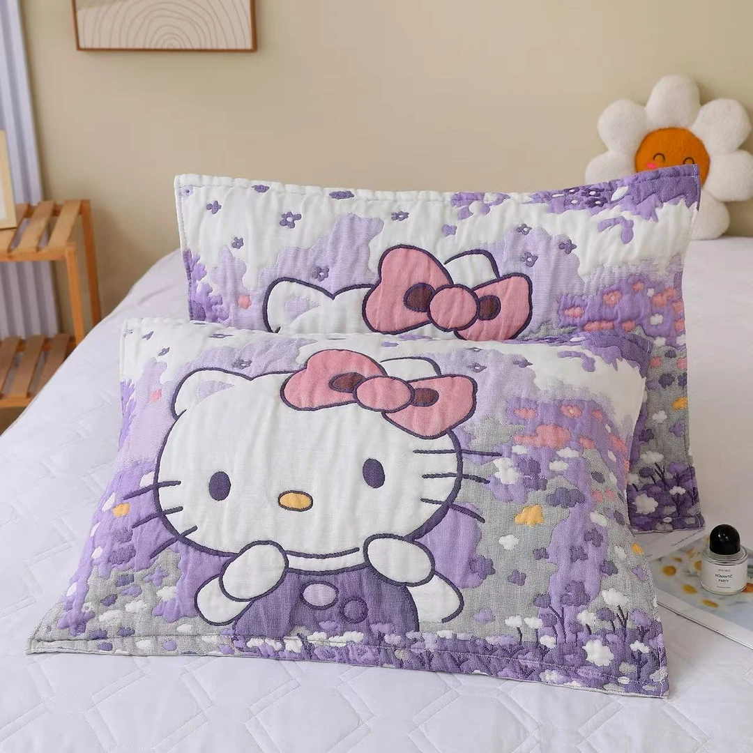 【薰衣草kt枕巾】52*78cm 加厚纱布成人枕巾一对装