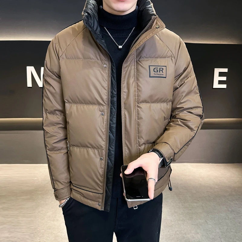 男士短款时尚休闲2025冬季新款男羽绒服冬装白鸭绒加厚棉服宽松外