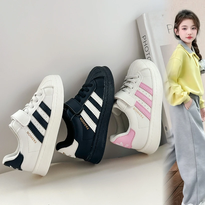 女童贝壳头板鞋儿童鞋子2025秋季款中大童透气百搭学生休闲运动鞋