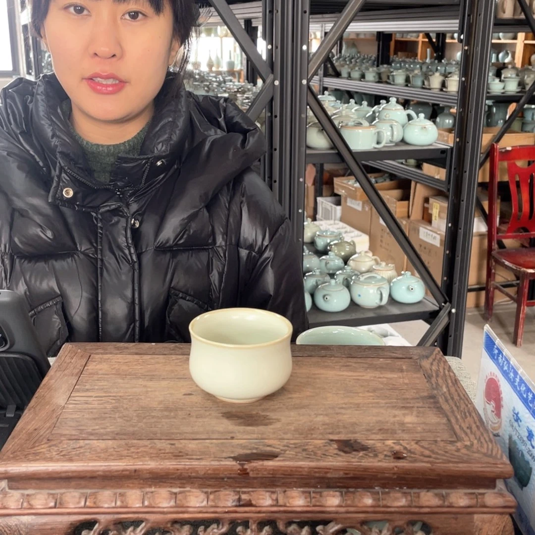 其他月白釉玉兰杯微瑕无礼盒