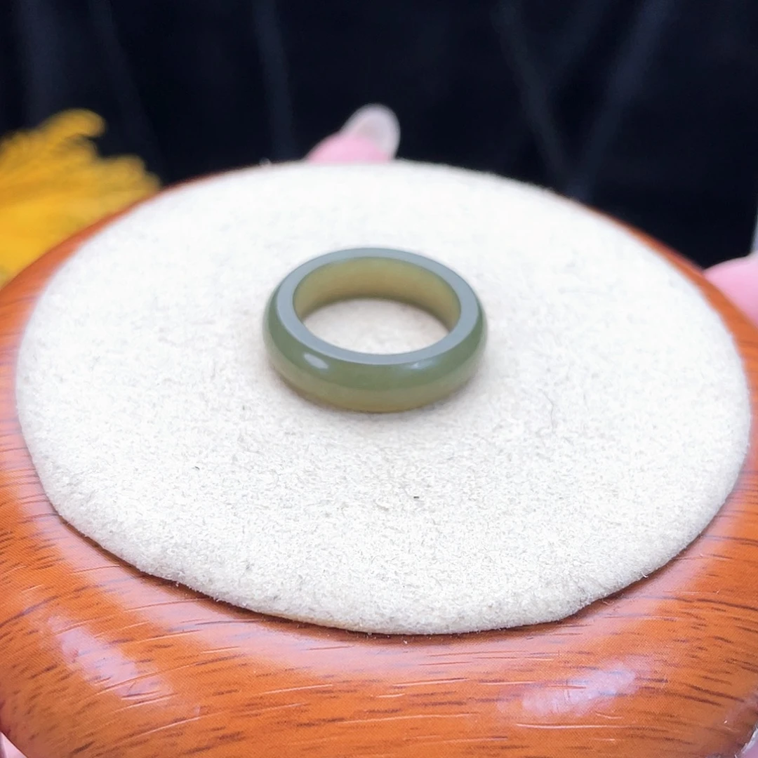 和田玉戒指未镶嵌A26蓝绿泥鳅背16.9不退换