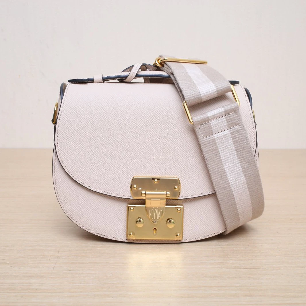 99新 MOYNAT/摩奈 【黑黑】 粉色 子母马鞍包 配可拆卸肩带