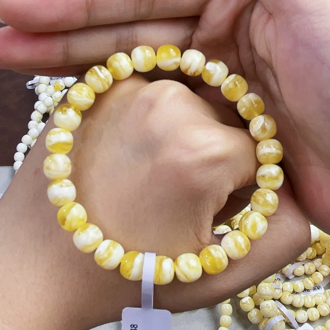 琥珀未镶嵌裸石8金瓷白虎皮