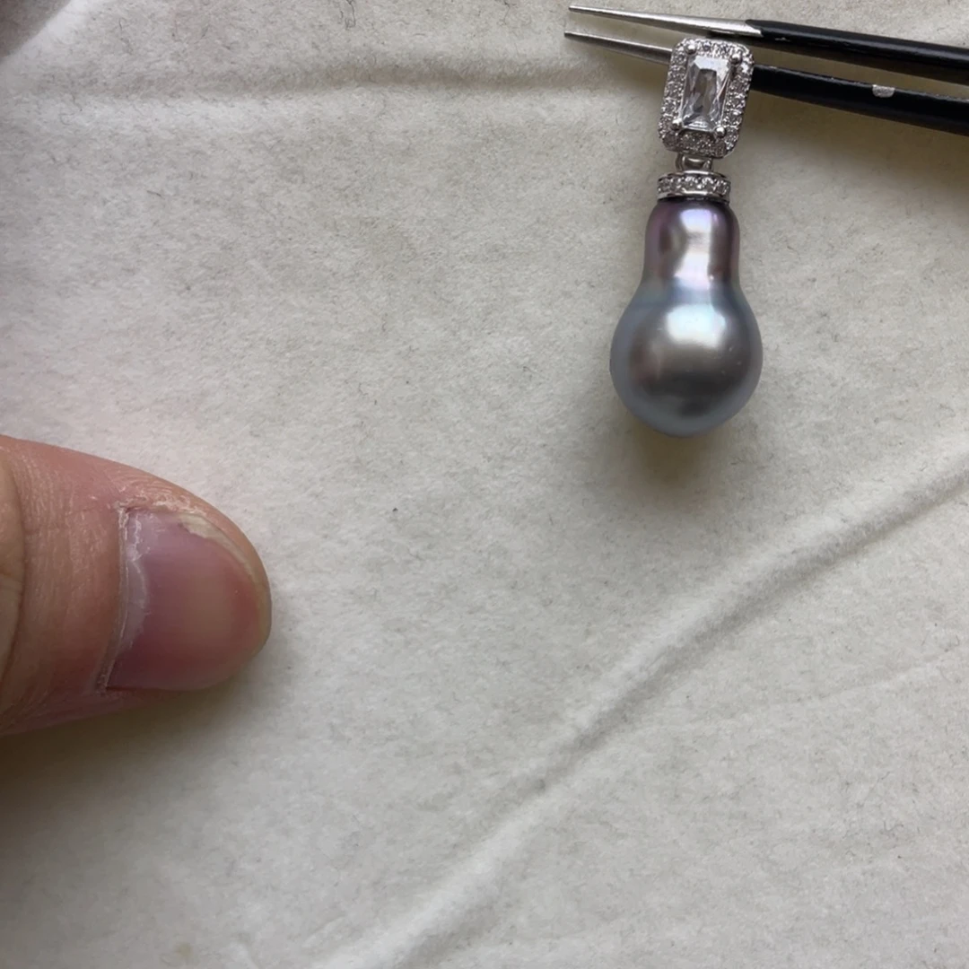 银S925镶嵌吊坠(不含链)海水珍珠