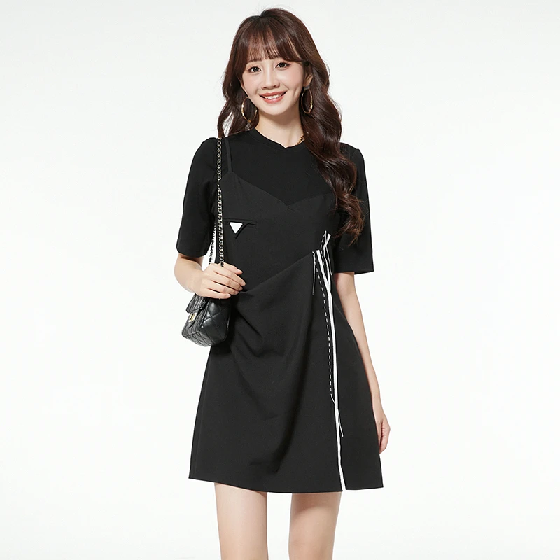 43NY0A0283设计感五分袖短裙连衣裙女