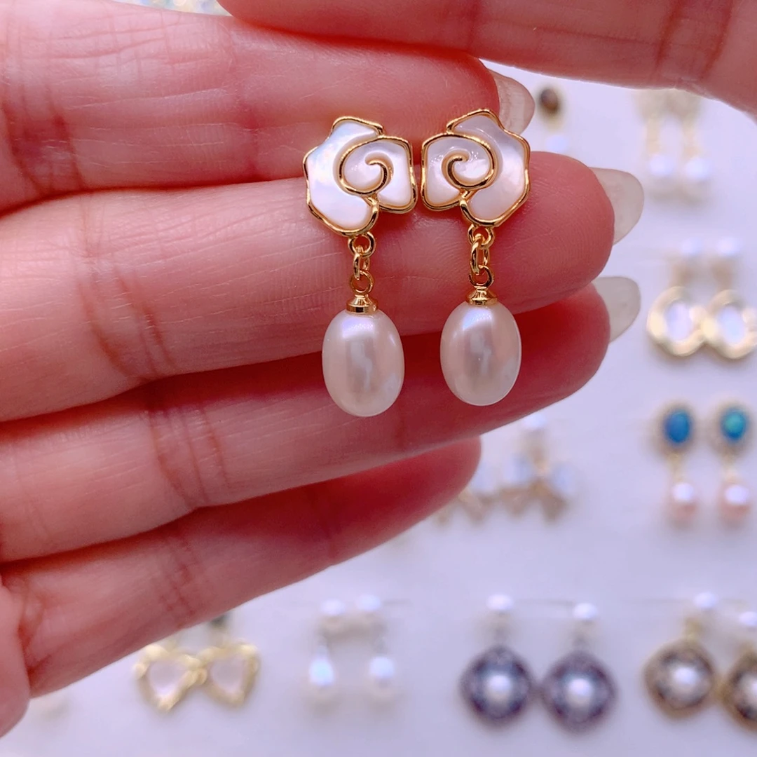 耳饰合金淡水珍珠