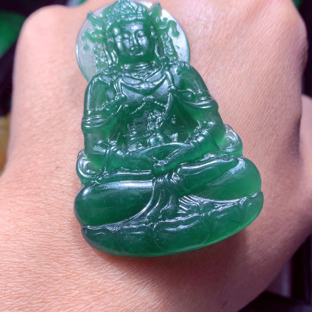 红****定制翡翠未镶嵌天然翡翠A货毛货挂件