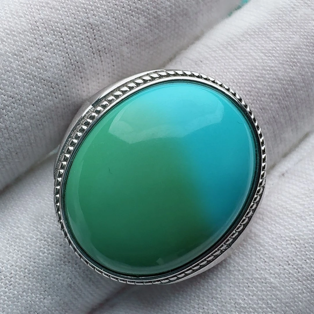 绿松石银S925镶嵌戒指
