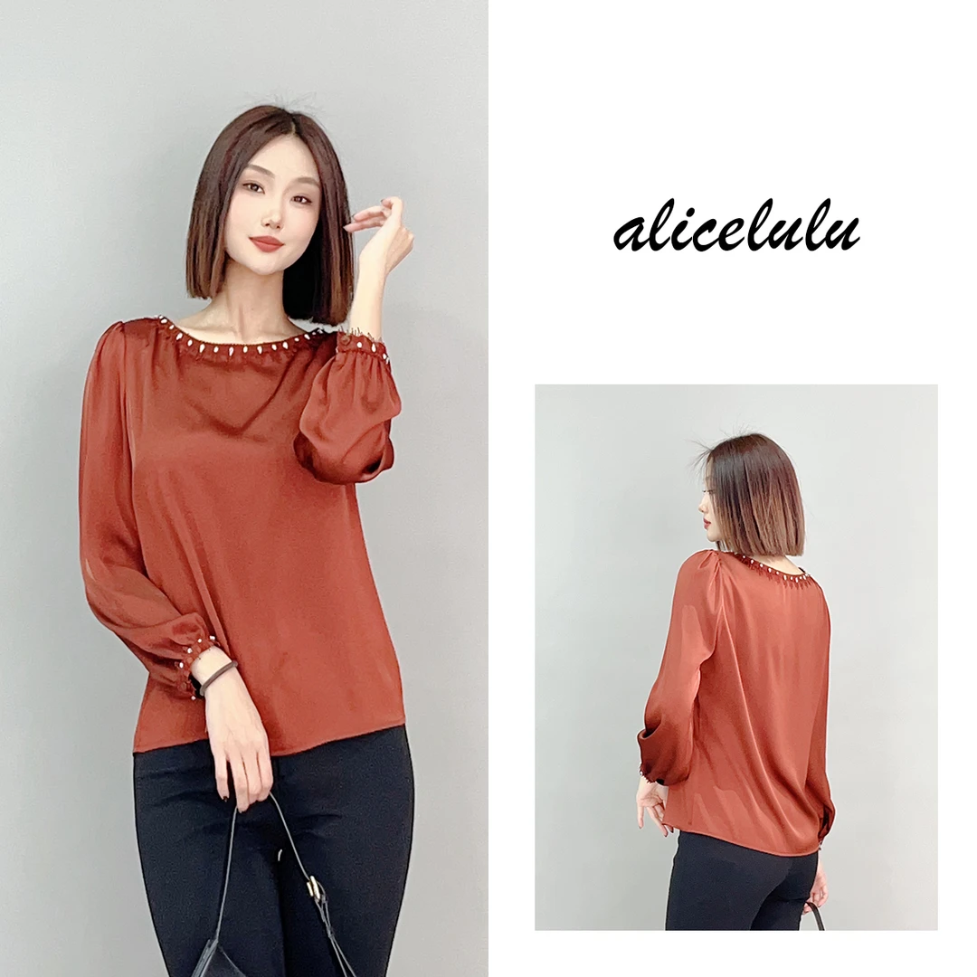 1 ALICE “优雅独奏”衬衫 时髦钉钻 柔光缎面 S2140968J