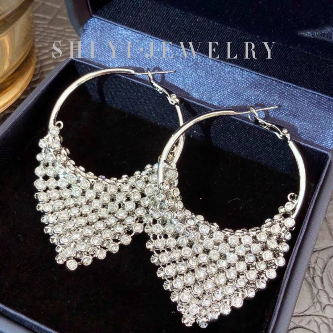 铜合金锆石耳饰 SY【星空】设计感欧美甜酷轻奢个性亮片耳环