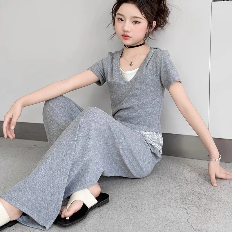 女童套装夏装2025新款儿童洋气韩系穿搭女大童夏季运动休闲两件套