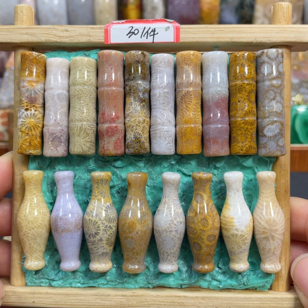 硅化玉未镶嵌颈饰竹节.花瓶30米1个