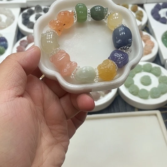 石英质玉（非洲翠）合金手串