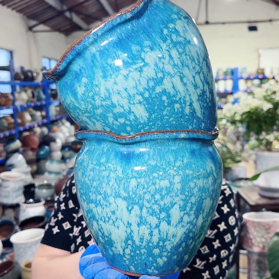 紫砂花盆高17口17