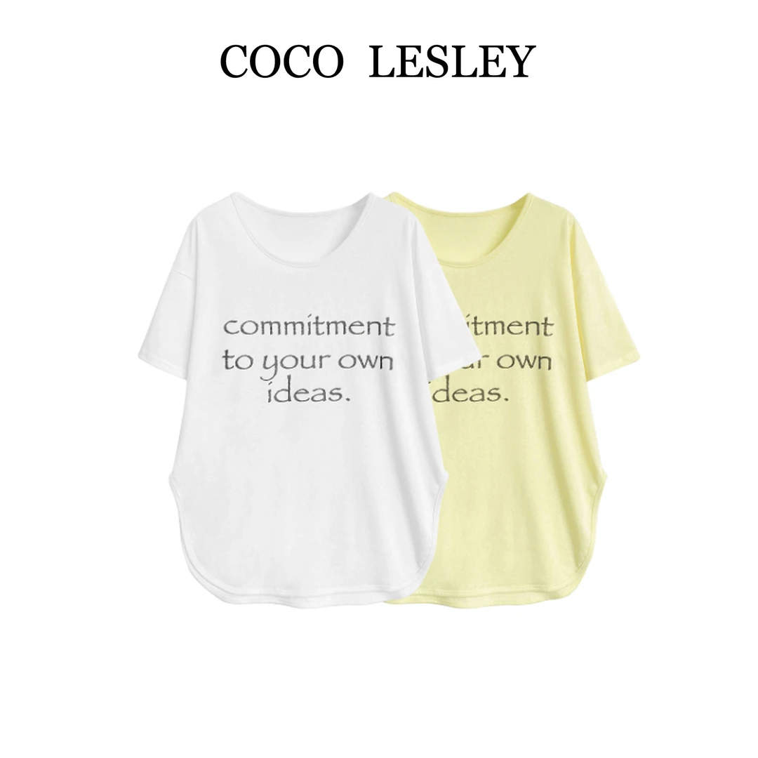 【COCO LESLEY】68000#时尚字母印花T恤2025百搭休闲显瘦上衣