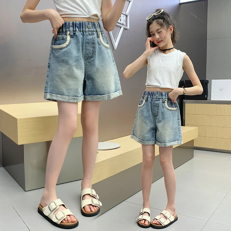 女童牛仔短裤2025新款儿童裤子中大童夏季薄款洋气外穿女孩夏装潮
