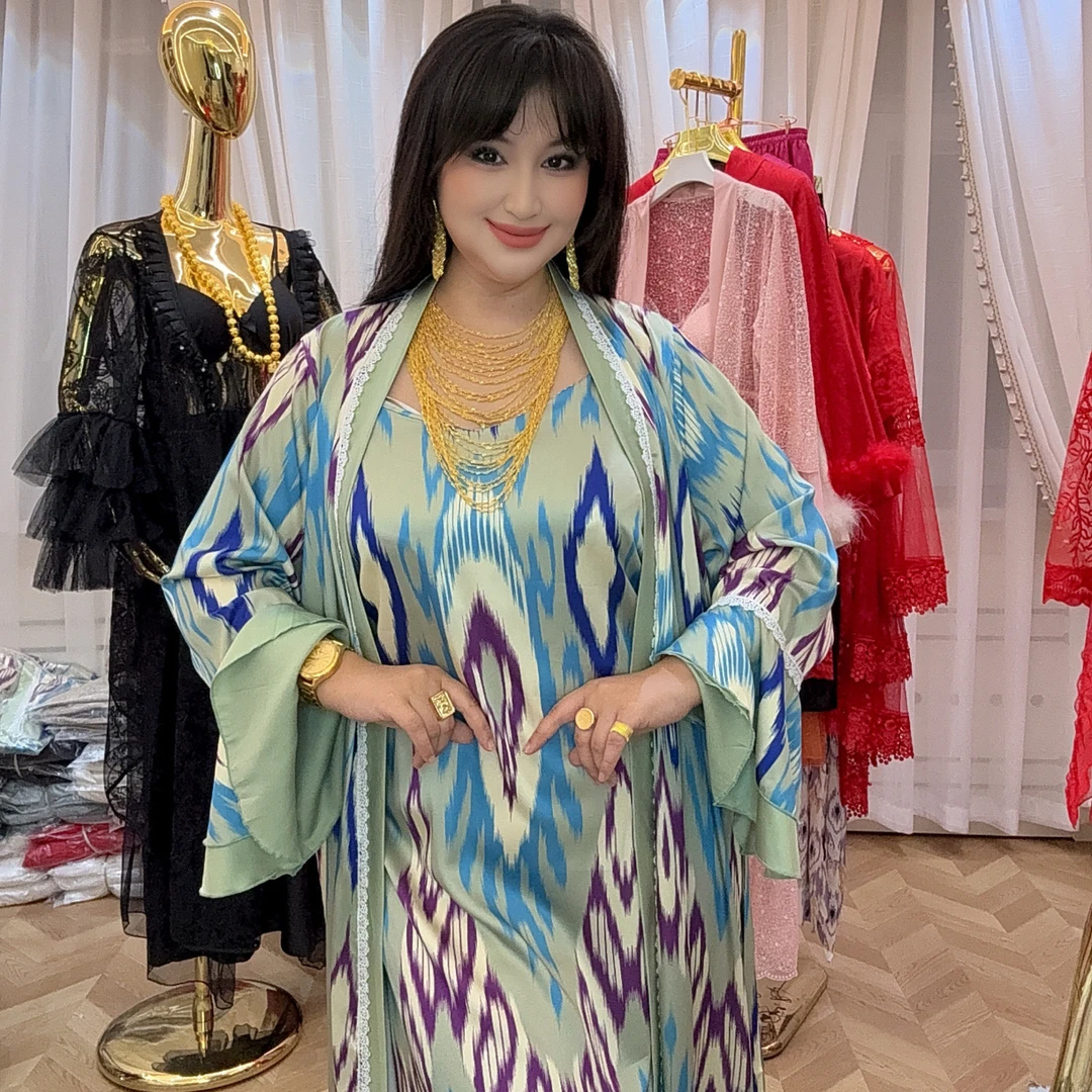 艾提莱斯春夏冰丝睡衣长袖睡袍吊带睡裙家居服